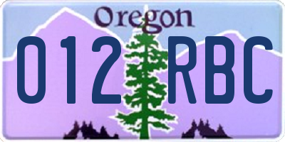 OR license plate 012RBC