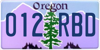 OR license plate 012RBD