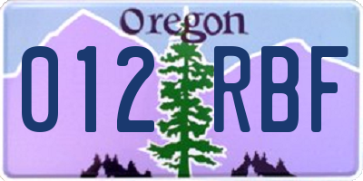 OR license plate 012RBF