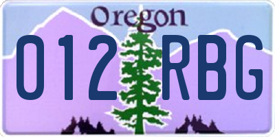 OR license plate 012RBG