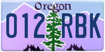 OR license plate 012RBK