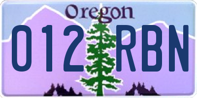 OR license plate 012RBN