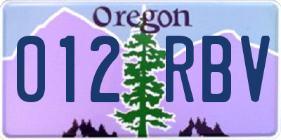 OR license plate 012RBV