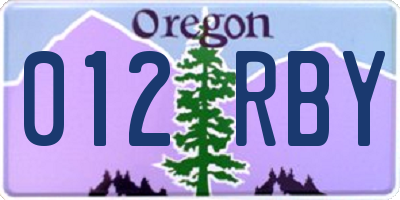 OR license plate 012RBY