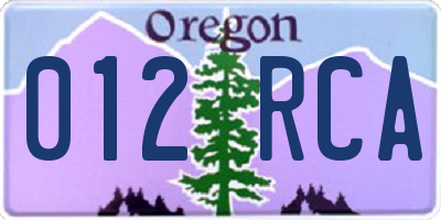 OR license plate 012RCA