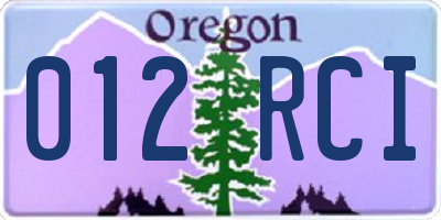 OR license plate 012RCI