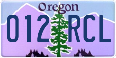 OR license plate 012RCL