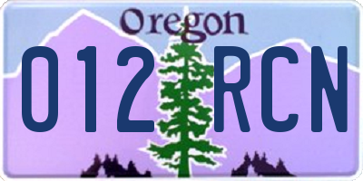 OR license plate 012RCN