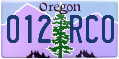 OR license plate 012RCO