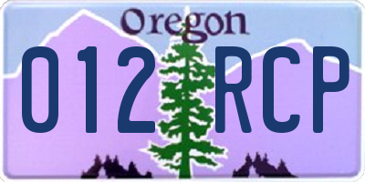 OR license plate 012RCP