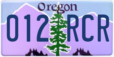 OR license plate 012RCR