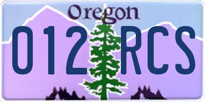 OR license plate 012RCS