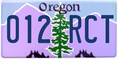 OR license plate 012RCT