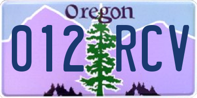 OR license plate 012RCV