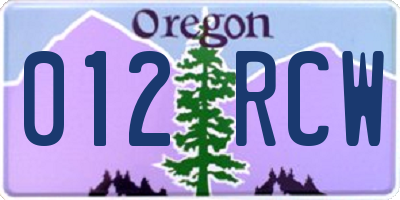 OR license plate 012RCW