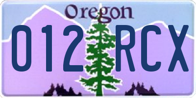 OR license plate 012RCX