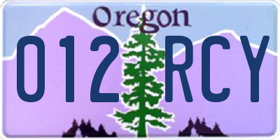 OR license plate 012RCY