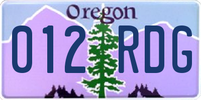 OR license plate 012RDG