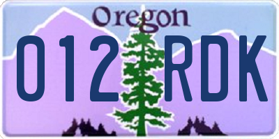 OR license plate 012RDK