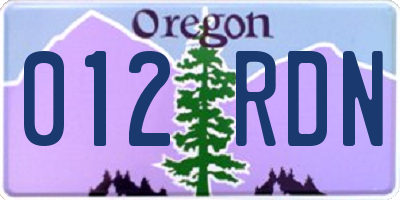 OR license plate 012RDN