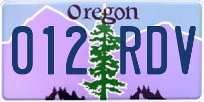OR license plate 012RDV
