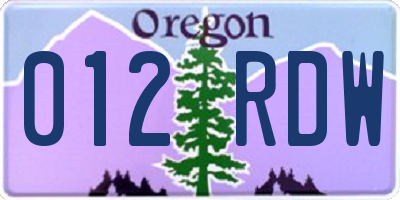 OR license plate 012RDW