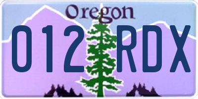 OR license plate 012RDX