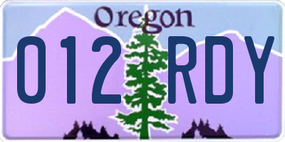 OR license plate 012RDY
