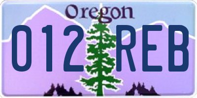 OR license plate 012REB
