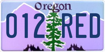 OR license plate 012RED