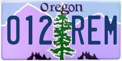 OR license plate 012REM