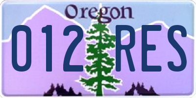 OR license plate 012RES