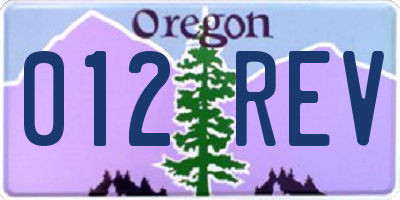 OR license plate 012REV