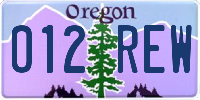 OR license plate 012REW