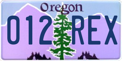 OR license plate 012REX