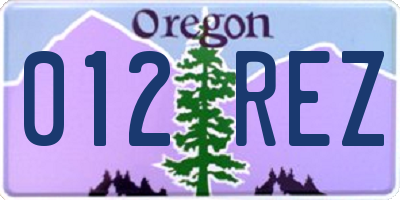 OR license plate 012REZ