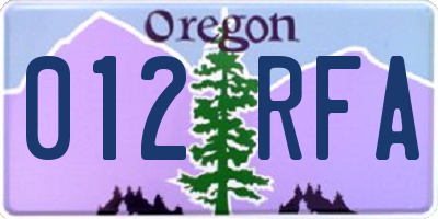 OR license plate 012RFA