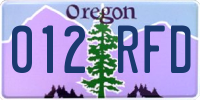 OR license plate 012RFD
