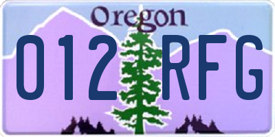 OR license plate 012RFG