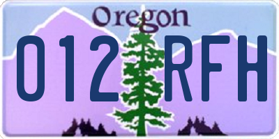 OR license plate 012RFH