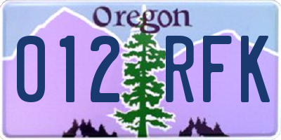 OR license plate 012RFK