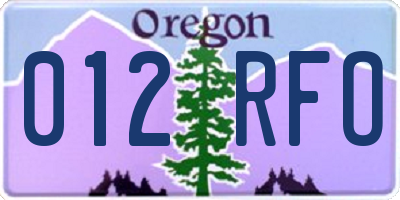 OR license plate 012RFO