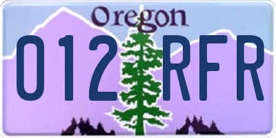 OR license plate 012RFR