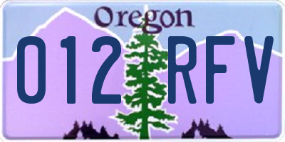 OR license plate 012RFV