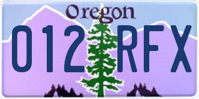 OR license plate 012RFX
