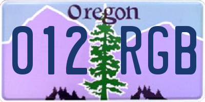 OR license plate 012RGB