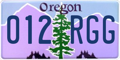 OR license plate 012RGG