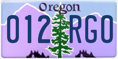 OR license plate 012RGO