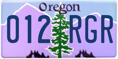 OR license plate 012RGR
