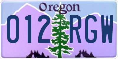 OR license plate 012RGW